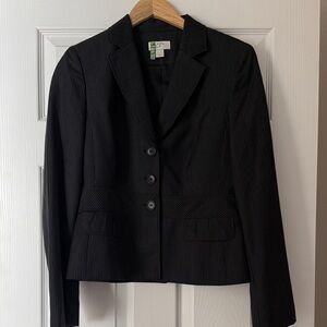 Ann Taylor LOFT Black Pinstripe Fitted Blazer
